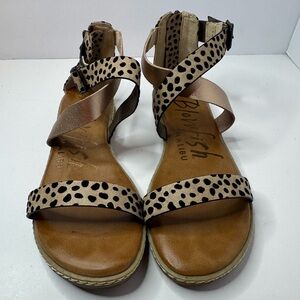 Blowfish Malibu Beige Leopard Print Strappy Women's Sandals Size 9